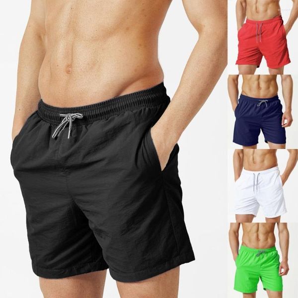 Calzoncillos Pantalones de natación para hombres Ropa interior sexy sólida para hombre Nylon Estilo de verano Moda Casual Pantalones de playa de color puro W0321