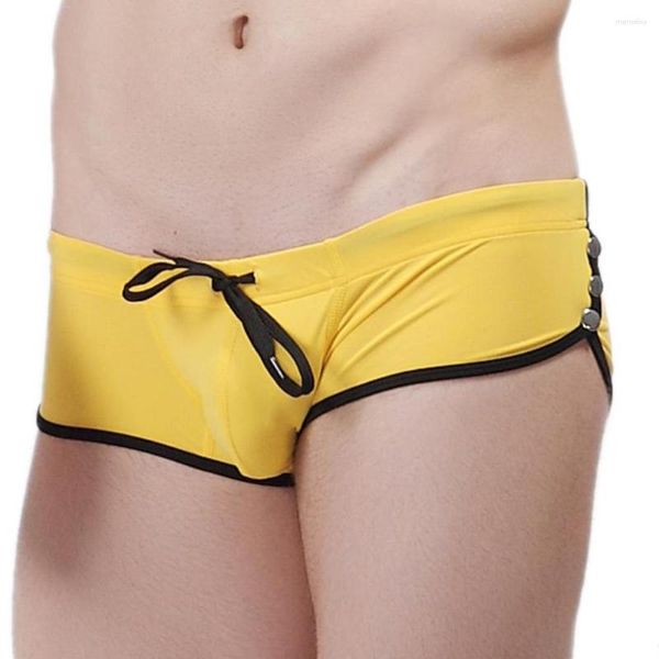 Calzoncillos de natación para hombre, ropa interior Sexy sólida para hombre, calzoncillos bóxer con correa de nailon, bañadores, pantalones W0322