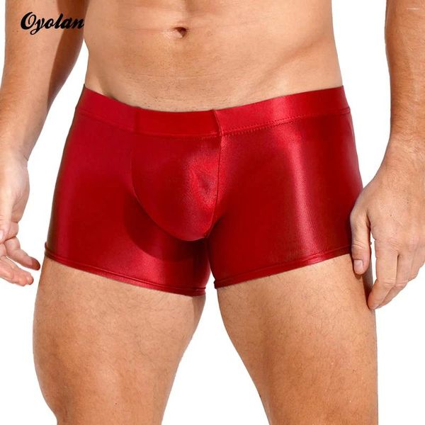 Sous-sombres Swimswear Mens Swim Shorts Beachwear Glossy Boxer Briefes Sous-vêtements Low Rise Swimation Trunk Pool Party Party