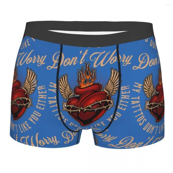 Caleçon Style de tatouage Ne vous inquiétez pas de mes tatouages comme vous non plus Homme Culotte Homme Sous-vêtement Sexy Short Boxer Briefs