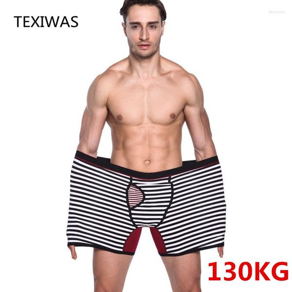 Caleçon TEXIWAS Vente Qualité Mode Sexy Mr Sous-Vêtements Hommes Long Boxer Shorts Coton Mâle Culotte Hommes Grande Taille Sous-Vêtements Graisse