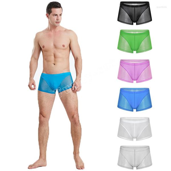 Caleçon mince hommes sous-vêtements japonais maille translucide haute élastique taille basse Sexy U convexe sac respirant Boxer pantalon