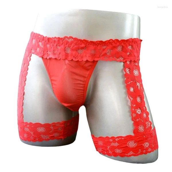 Sous-pants Top Fashion Sexy Mens sous-vêtements Panties Fun Lingerie Lace Men avec Tie Boxers Sac à angle plat