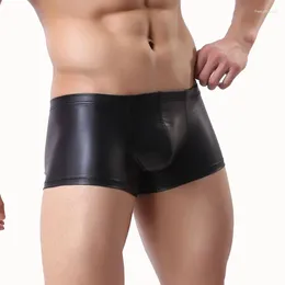 Sous-vêtements Top Mode Sexy En Cuir Verni Culotte Sous-Vêtements Pour Hommes Faux Boxer Shorts Discothèque Hommes Allemands