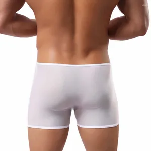 Boxer transparent et confortable pour homme, slip en maille, idéal pour toutes les saisons, couleur blanche