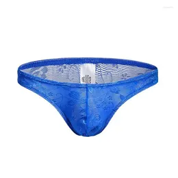 Sous-vêtements Transparent Sexy hommes slips hommes sous-vêtements en dentelle pochette pour pénis Lingerie intime voir à travers la culotte érotique taille basse sous-vêtement Gay