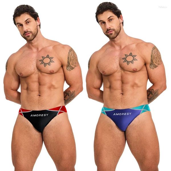 Sous-vêtements à la mode japonais brillant slips taille basse hanche-levage moulant ultra-mince maillot de bain brillant sexy hommes sous-vêtements d'huile