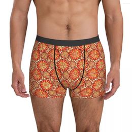 Sous-vêtements Tribal Print Sous-vêtements Orange Mandala 3D Pochette Trenky Trunk Impression Shorts Slips Confortables Hommes Grande Taille 2XL