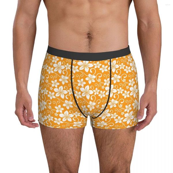 Sous-vêtements sous-vêtements floraux tropicaux fleurs jaunes imprimés hommes shorts slips boxershorts classiques personnalisés bricolage grande taille