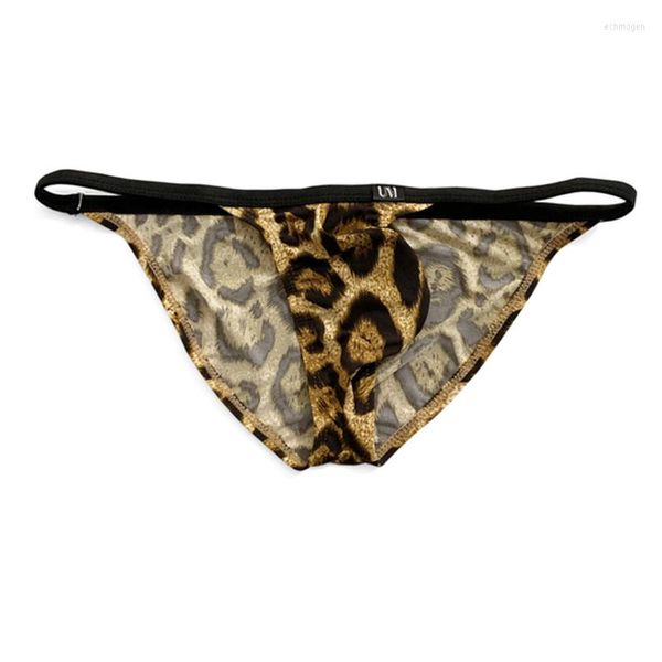 Sous-vêtements U convexe sac hommes sexy bikini slips ultra mince glace soie imprimée petite taille basse mâle élastique sous-vêtements serrés