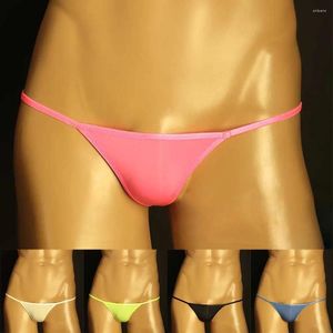 Sous-vêtements ultra-bas convexes sous-vêtements hommes sexy glace soyeux bikini slips culotte taille basse string bon extensible t-back 2024