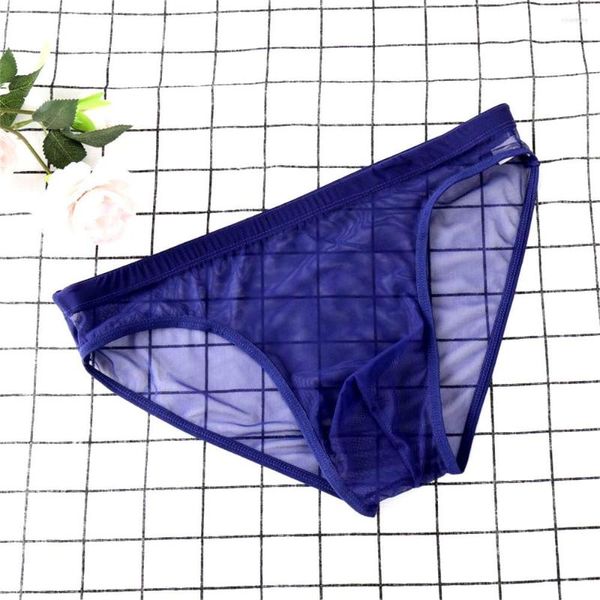 Calzoncillos calzoncillos ultrafinos para hombre, ropa interior transparente de malla de cintura baja, bragas de Color sólido, gasa transparente Sexy de talla grande