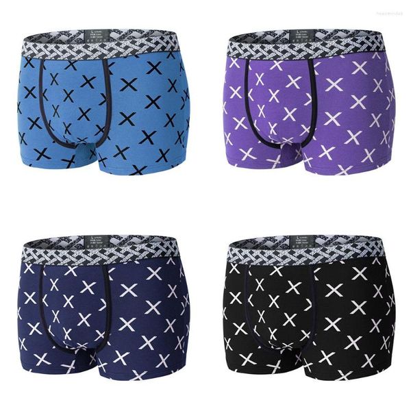 Calzoncillos Ropa interior Hombres Boxer Algodón Hombres Bragas Lencería Impreso Boxershorts Marca Hombre Boxers masculinos 4PCS