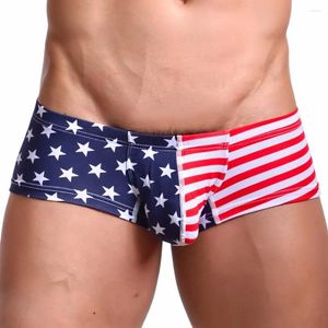Sous-vêtements Men de sous-vêtements Sexy Boxer Shorts de grande taille Stars Stripes Lingerie Breathable Soft Panties Classic Cut Cueca masculina 2024