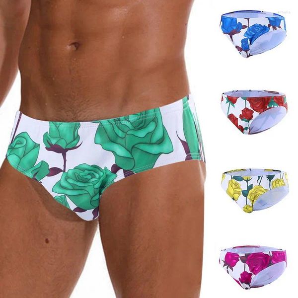 Calzoncillos Ropa interior Hombres Traje de baño Bikini Masculino Estampado floral Calzoncillos para hombre Traje de baño de tiro bajo Secado rápido Playa Flor Pantalones cortos de surf