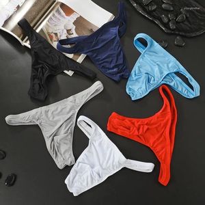 Sous-vêtements sous-vêtements hommes hommes slips T Style taille basse été respirant glace soie hommes mâle Intimo Uomo Sexy