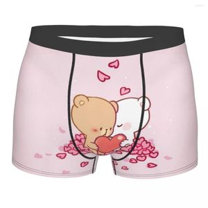 Calzoncillos Calzoncillos bóxer de San Valentín Bragas Calzoncillos Calzoncillos para hombre Leche linda y Mocha Oso Amor Corazones Melocotón Goma Ropa interior Estampado