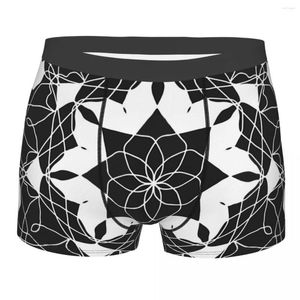 Caleçon Blanc Noir Art Mandala Déco Coton Culotte Sous-Vêtements Homme Short Imprimé Boxer Briefs