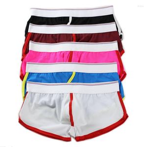 Sous-vêtements en gros hommes sous-vêtements 5 pièces/lot hommes poche de renflement boxeurs Sexy taille basse Boxer Shorts troncs solides bas