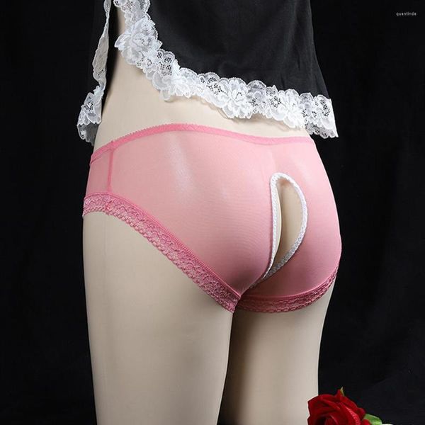 Calzoncillos para mujer Hollow Out G-String Sissy Bolsa Bragas Hombres y mujeres Bikini de encaje Calzoncillos sin costuras Tanga Tanga Ropa interior