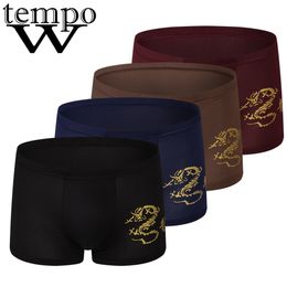 Slip WTEMPO Marque Sous-Vêtements Hommes Modal Respirant Confortable Dragon Slip Boxers Court Sexy Boxer En Gros 4pcsLot 230619