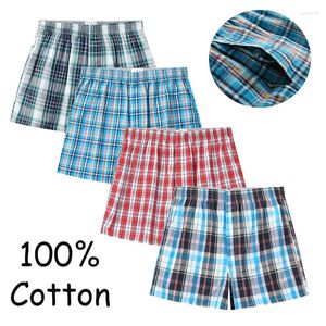 Sous-vêtements XL-6XL Plus Taille Hommes Sous-vêtements Coton Boxers Shorts Lâche Home Wear Vêtements de nuit Ceinture élastique Plaid doux