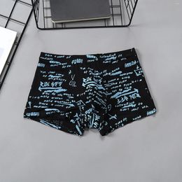 Sous-vêtements Y2K Jeunes Boxers Culottes pour hommes Lettre élégante Imprimer Taille basse Extensible U-Convexe Boxershorts Vacances Vacances Beachwear