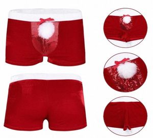 Sous-pants Année Red Mens Lingerie Velvet Christmas Holiday Boxer Shorts sous-vêtements Sexy Men Halloween Costumes 32kz9281785