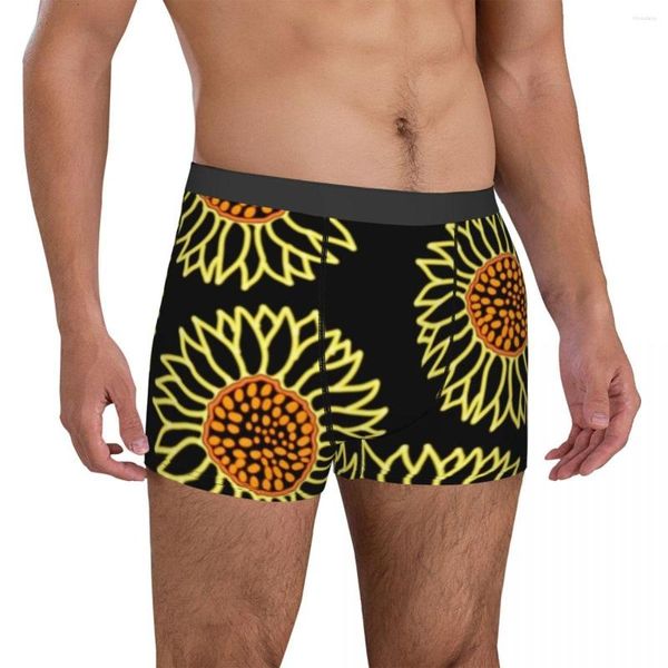 Caleçon Jaune Tournesol Sous-Vêtements Motif Floral Imprimé Hommes Shorts Mémoires Plaine Tronc Sublimation Plus La Taille