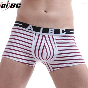 Sous-pants jeunes hommes u convex poche sous-vêtements en coton rayures de mode boxer short pour garçon artistique baisant artistique