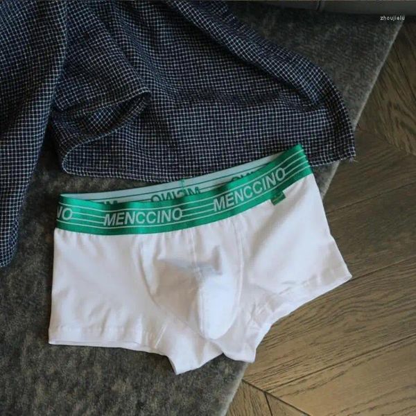 Calzoncillos jóvenes ajustados sexy boxeador pantalones cortos para hombres U bolsa convexa ropa interior adolescentes bragas inferiores pantalones deportivos de algodón