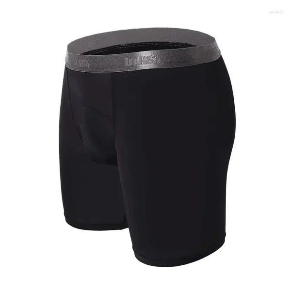 Calzoncillos Entrenamiento para jóvenes Deportes Boxer Shorts Seda de hielo Pantalones de piernas largas de 6 pulgadas Pantalones para hombres Bragas Adolescentes Ropa interior sexy con bolsa convexa en U