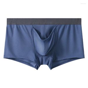 Sous-vêtements Jeunesse U Poche convexe Boxer Shorts pour hommes Soie de glace Mince Pistolet respirant Oeuf Split Sous-vêtements Sexy Bas Aro Pantalon