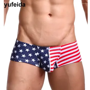 Calzoncillos Yufeida Men sexy Boxers Boxers de la bandera Americana Boxer Shorts Trunks Be Low Rise Slip Homme CueCa Masculina