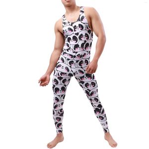 Onderhirts onderdak mannen onder het sexy ondergoed bodysuit lingerie worstelen singlet pyjama's mouwloze lange broek jumpsuit slaapkleding nachtkleding