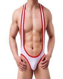 Contrôles Mens Sexy Mesh BodySuit Bodywarwear Jockstrap Underwear Wrestling Singlet Leotard Jumps Contanes Suspender Teddies Underwear7945809