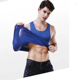 Camisetas interiores para hombre, camiseta sin costuras, camisetas ultrafinas para deportes de gimnasio, camisa muscular, ropa interior de seda de hielo, tanque sin mangas L-3XL