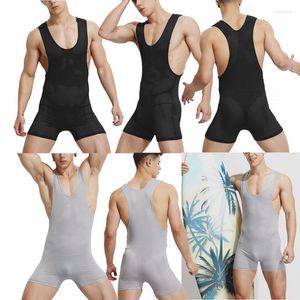 Sous-vêtements hommes sous-vêtements Fitness maille voir à travers body justaucorps sport combinaison lutte Singlet vêtements de plage pyjama Homewear