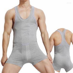 Ondertirts Heren ondergoed Sexy katoen turnpakje uit één stuk bodysuits sport jumpsuit mannelijke naadloze strandkleding worstelen singlet