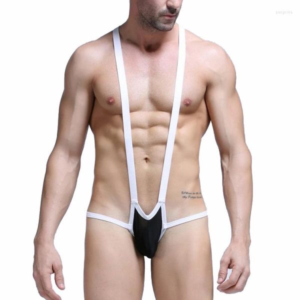 Maillots de corps en maille pour hommes, singulet de lutte, body à bretelles, combinaisons extensibles, jockstrap, tongs, renflement, une pièce, Lingerie Sexy pour hommes