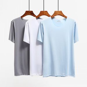 Camisetas interiores de talla grande para Hombre, camisetas sin mangas de verano sin costuras de manga corta para Hombre, camiseta elástica informal para culturismo para Hombre