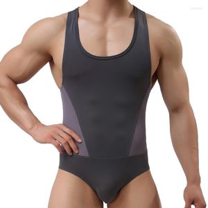 Onderhirts sexy heren strakke uit één stuk vest jumpsuit worstelen singlet sport turnard ademende mannen bodysuit gay briefs ondergoed ondergoed