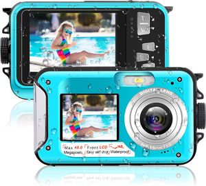 Onderwatercamera 2.7K 48MP Waterdichte digitale camera's 10ft HD Video Selfie Dual Screen 16X Wate 8232