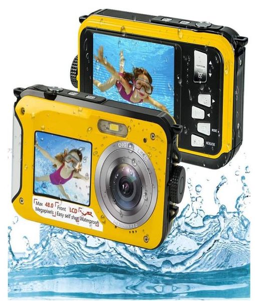 Caméra sous-marine 27K 48MP Appareils photo numériques étanches 10FT HD Vidéo Selfie Double écran 16X étanche7440503