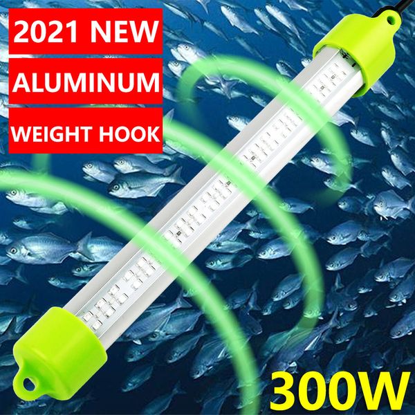 Luz subacuática DC 12V 100W 200W 300W 10M Alambre Aluminio Alta potencia Verde Blanco Azul Amarillo LED Cebo Luz de pesca sumergible