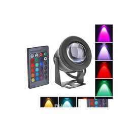 Lumières sous-marines 10W RVB LED lumière étanche IP68 fontaine lampe de piscine 16 changement de couleur avec 24Key IR livraison directe à distance Dhbby