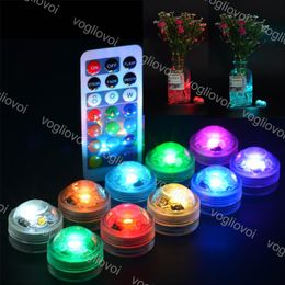 Lumières sous-marines 3LED rond submersible 10pcs ensemble bouton étanche IP67 multicolore avec contrôleur 21 touches pour pot de fleurs de fête Fis306G