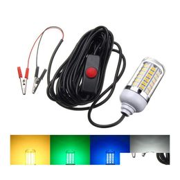 Luces subacuáticas Brelong Led Luz de atracción de peces 12V 15W 108 Ip68 Cebo impermeable Pesca nocturna Entrega de la gota Iluminación al aire libre Dh6O8