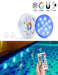 Luces subacuáticas Nueva luz LED sumergible de 16 colores con imán y ventosa Fuente de estanque Iluminación nocturna LED para nadar 4115277