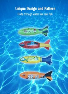 Cohete torpedo submarino, juguete para piscina, palos de buceo, juegos de vacaciones, torpedos de goma, snorkel, 4PCSSET5140483